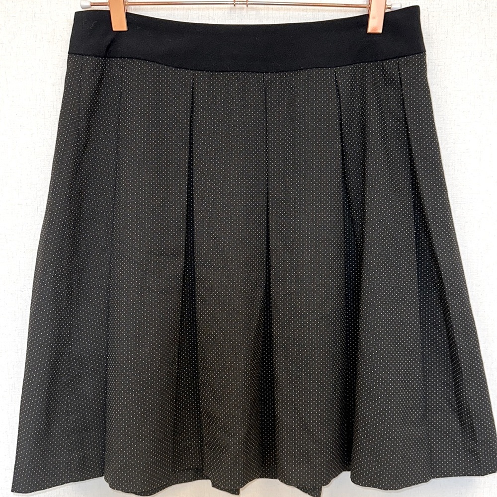 Manoukian B&W Pleated Polka Dot A-Line Skirt • Sz 4